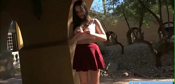 trendsBeautiful hot amateur brunette babe Brooke play with her natural big boobs outdoors